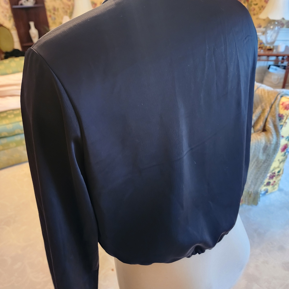 Dynamite Black Satin Bomber Jacket - Picture 2 of 2